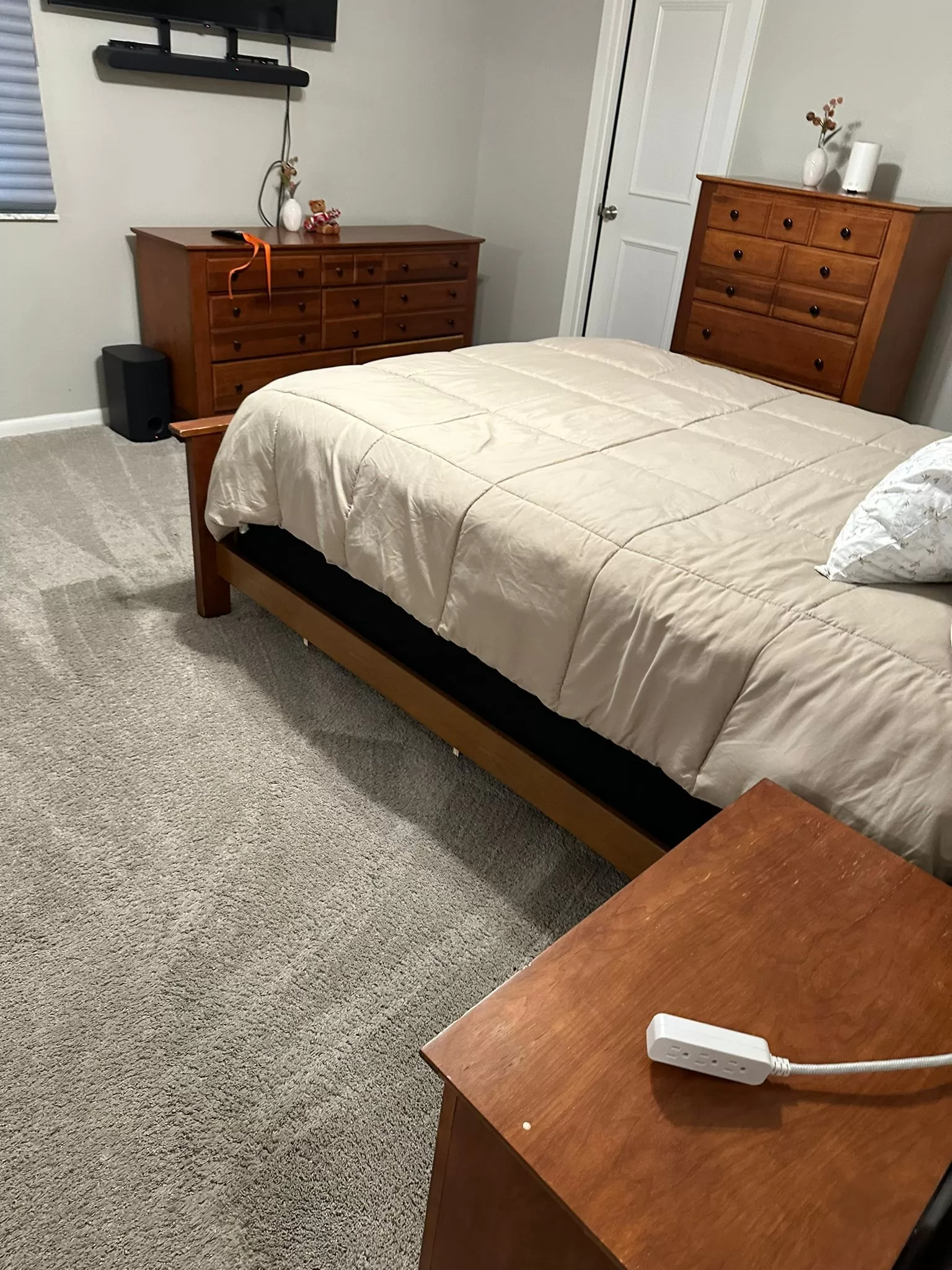After professional AirBnb cleaning Dayton OH - Professionally made bed ready for AirBnb guests